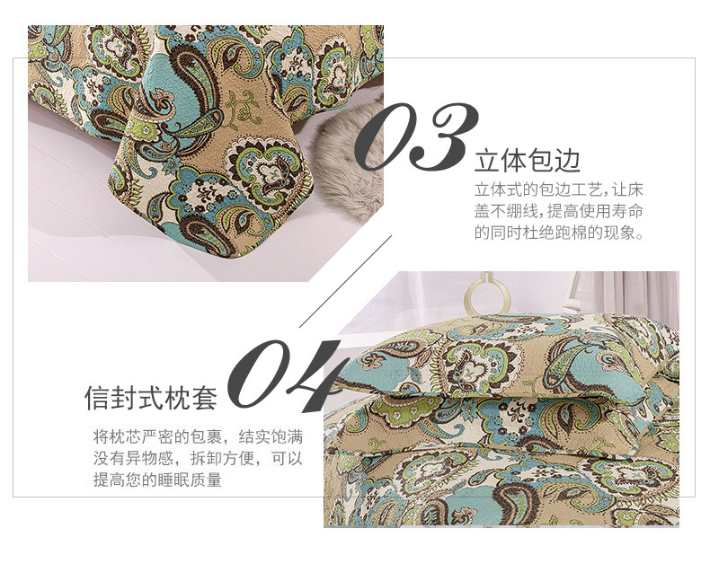 Cotton Printed Dense Embroidered Quilted Bed Cover Bedding Set Wholesale Nihaojewelry display picture 2