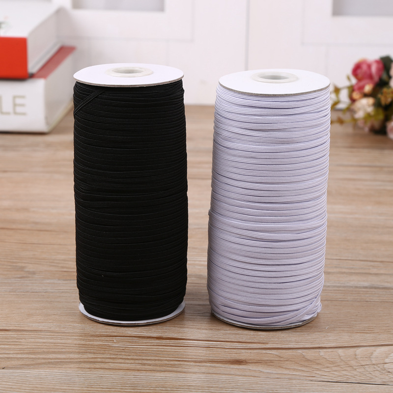 现货销售筒装3MM-12MM黑白色扁乳胶走马松紧带