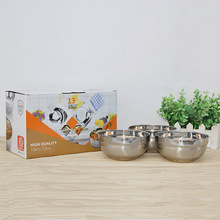 厂家直销  双层莲花铂金碗儿童砂光亮光百合碗不锈钢碗宫廷碗