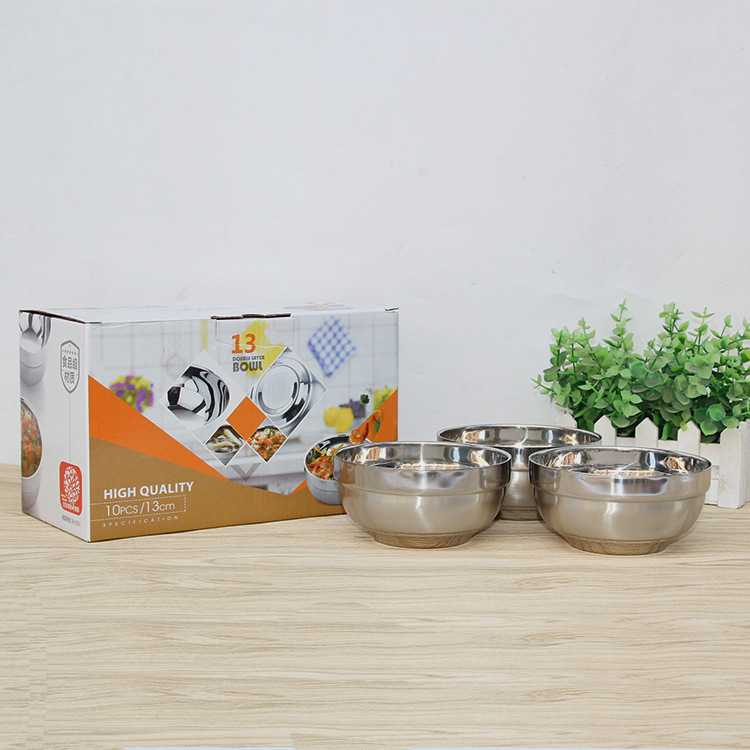 厂家直销  双层莲花铂金碗儿童砂光亮光百合碗不锈钢碗宫廷碗