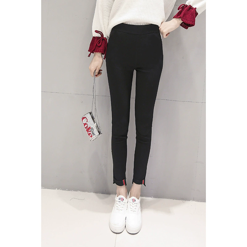 Black leggings, autumn thin trousers, 2022 collection, fitted