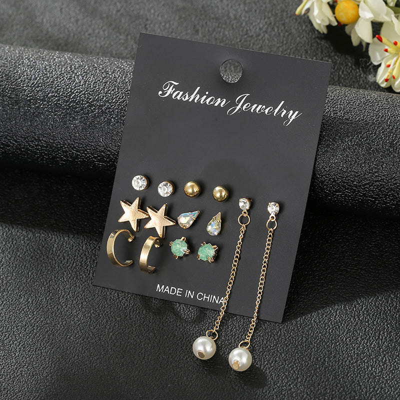Wholesale Fashion Jewelry Earrings 7 Pairs Set Korean Star Earrings For Women Jewelry display picture 4