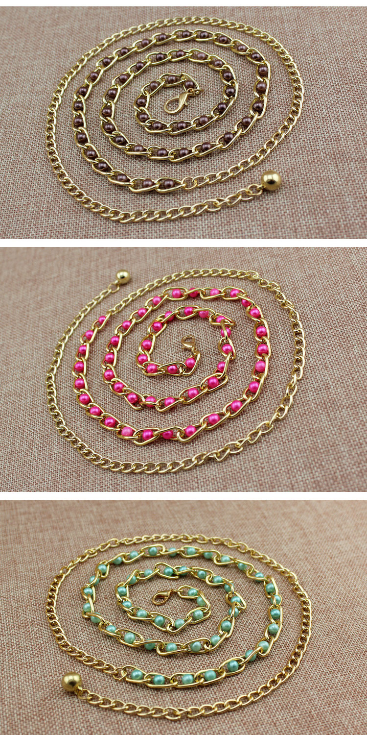 Damen-Frühlings- und Sommerkleid, verzierter Perlengürtel, vielseitiger Metallhaken, dünne Taillenkette, Geschenk_voghion.com