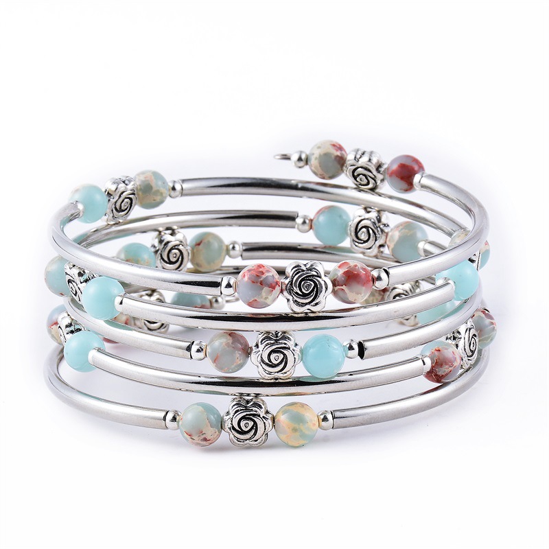 35g Weight Bracelets Classification Fashion Flower Natural Stone Beaded Layered Bracelets