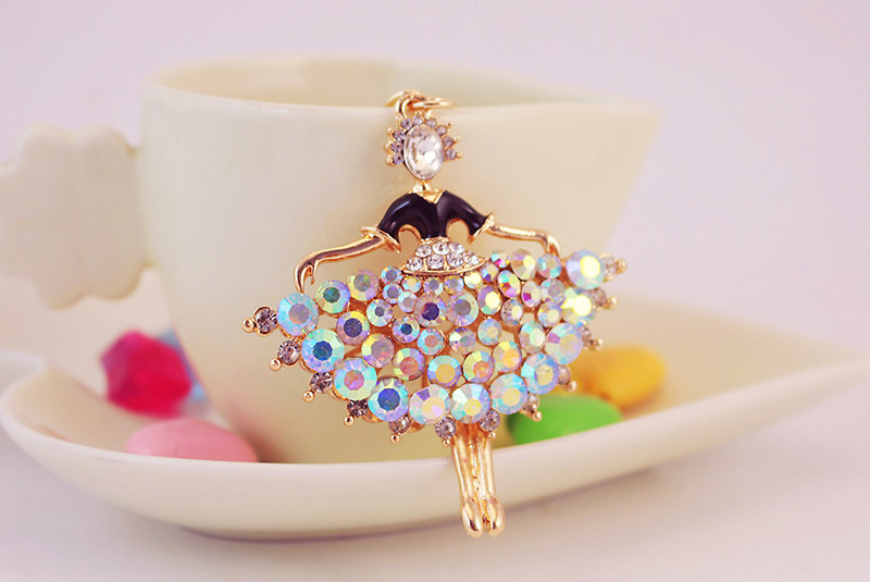 39g Weight Alloy, Metal Material Angel Pattern Unisex Gender Lake Blue, White, Red Color Ballet Girl Metal Pendant Keychain 7