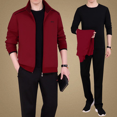 中年運動套裝男春秋季休閒大碼三件套中老年爸爸裝男士運動服套裝