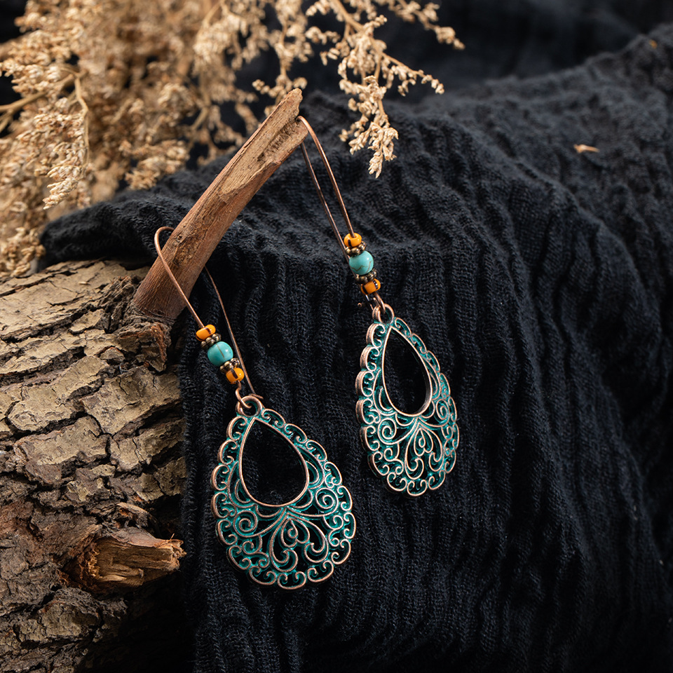 Bohemia Alloy Drop-shaped Hollow Alloy Earrings display picture 2