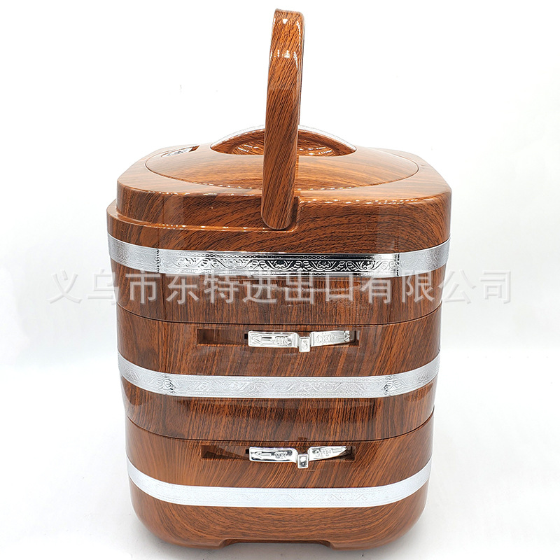 Factory direct sales lunch boxes, Japanese-style multi-layer combination lunch boxes, wood-grain lock-lock bento boxes, picnic lunch boxes detail image 3