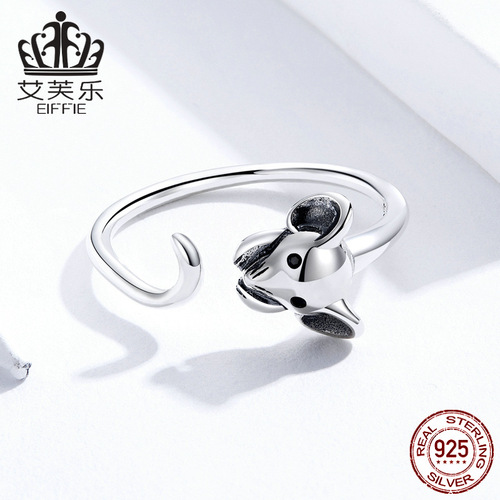 Avle's original new cute mouse sterling silver s925 open ring New Year's zodiac rat ring one piece drop shipping