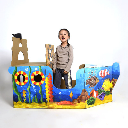 Submarine model toy corrugated cardboard box shell box DIY handmade large size painting children's toy kindergarten