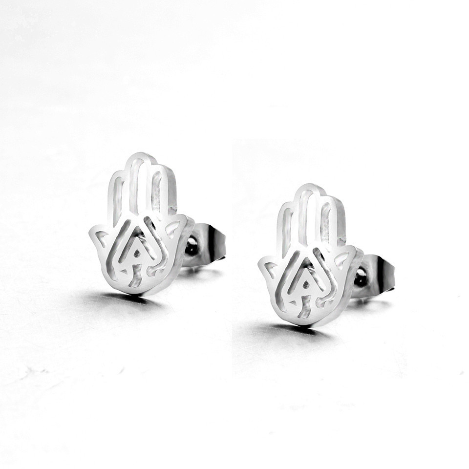 Simple Style Hand Of Fatima Stainless Steel Plating Ear Studs 1 Pair display picture 2