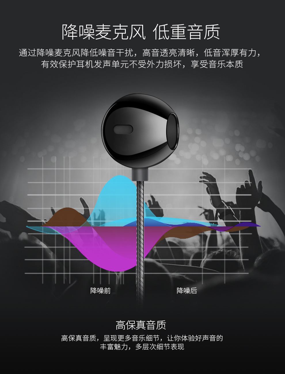 Venta directa de fábrica en la oreja subwoofer semi-pesado Computadora teléfono móvil Universal Control de alambre con micrófono Auriculares deportivos