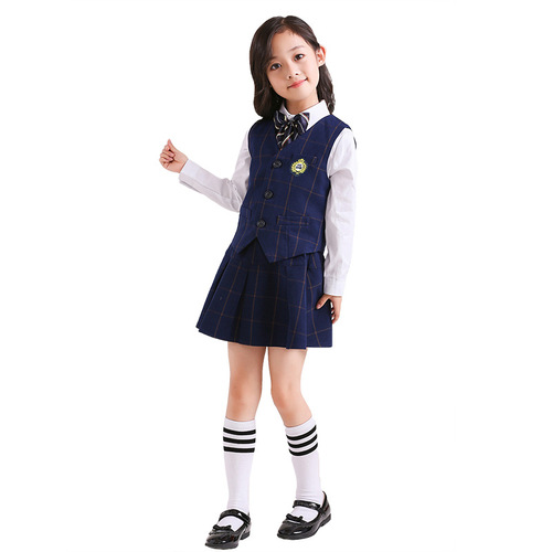 Kindergarten uniforms, spring and autumn clothing, children's college style vest suits, primary school uniforms, class uniforms, customized LOGE