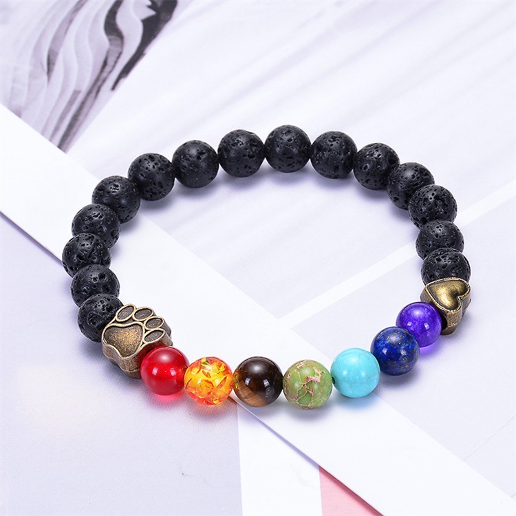 Casual Round Natural Stone Volcanic Rock Bracelets display picture 1