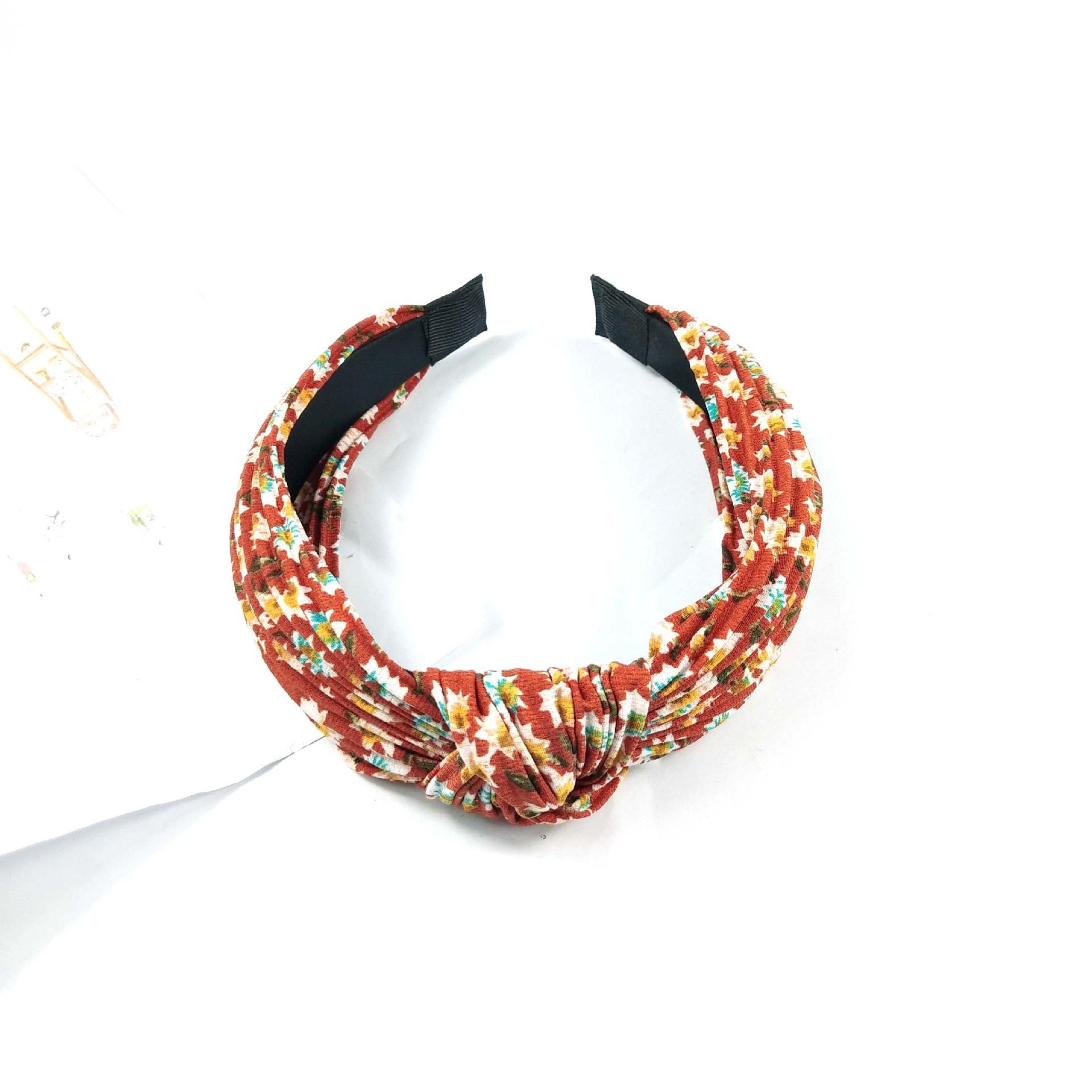 Explosions Wide-brimmed Pleated Knotted Headband High-end Fabric Small Floral Pressure Hairpin Carson Crimped Headband Wholesale Nihaojewelry display picture 6