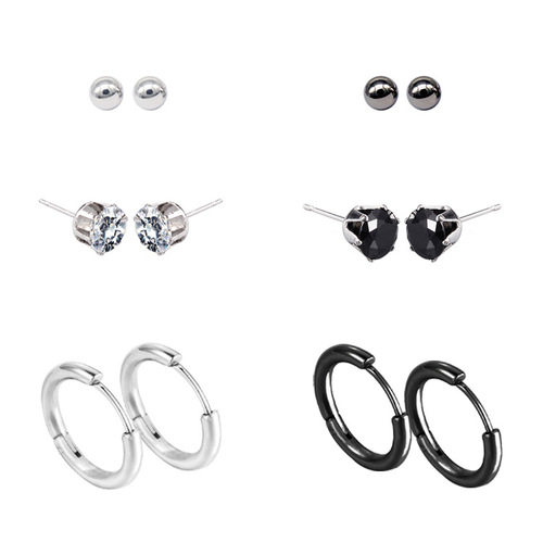 Mimu manufacturer wholesale titanium steel earrings set Yiwu jewelry Korean style earrings women's fashion trend men's earrings