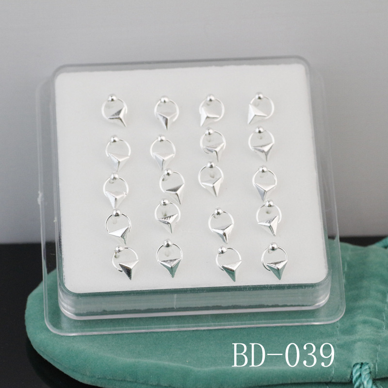 外貿電商爆款 精致三角形靈動鼻環 銀飾鼻釘 鼻飾 穿刺飾品批發