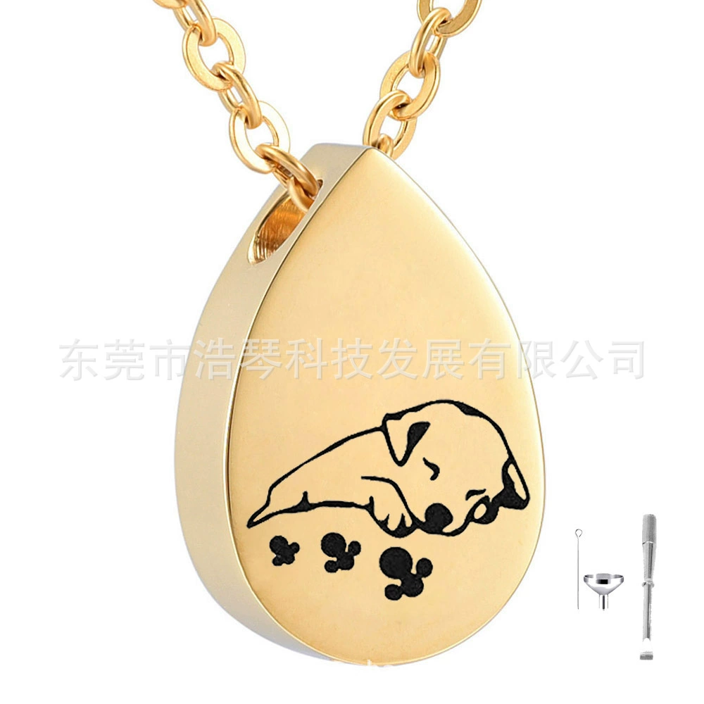 Памятное ожерелье из пепла для домашних животных в форме капли подвеска в виде коробки для пепла спящей собаки Европейская и американская модная подвеска в виде флакона духов