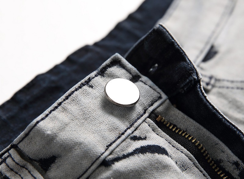 Men's Clothing Retro Denim Jeans For Men Distressed Color Blocking Stretch American Style Supply_viptrois.com