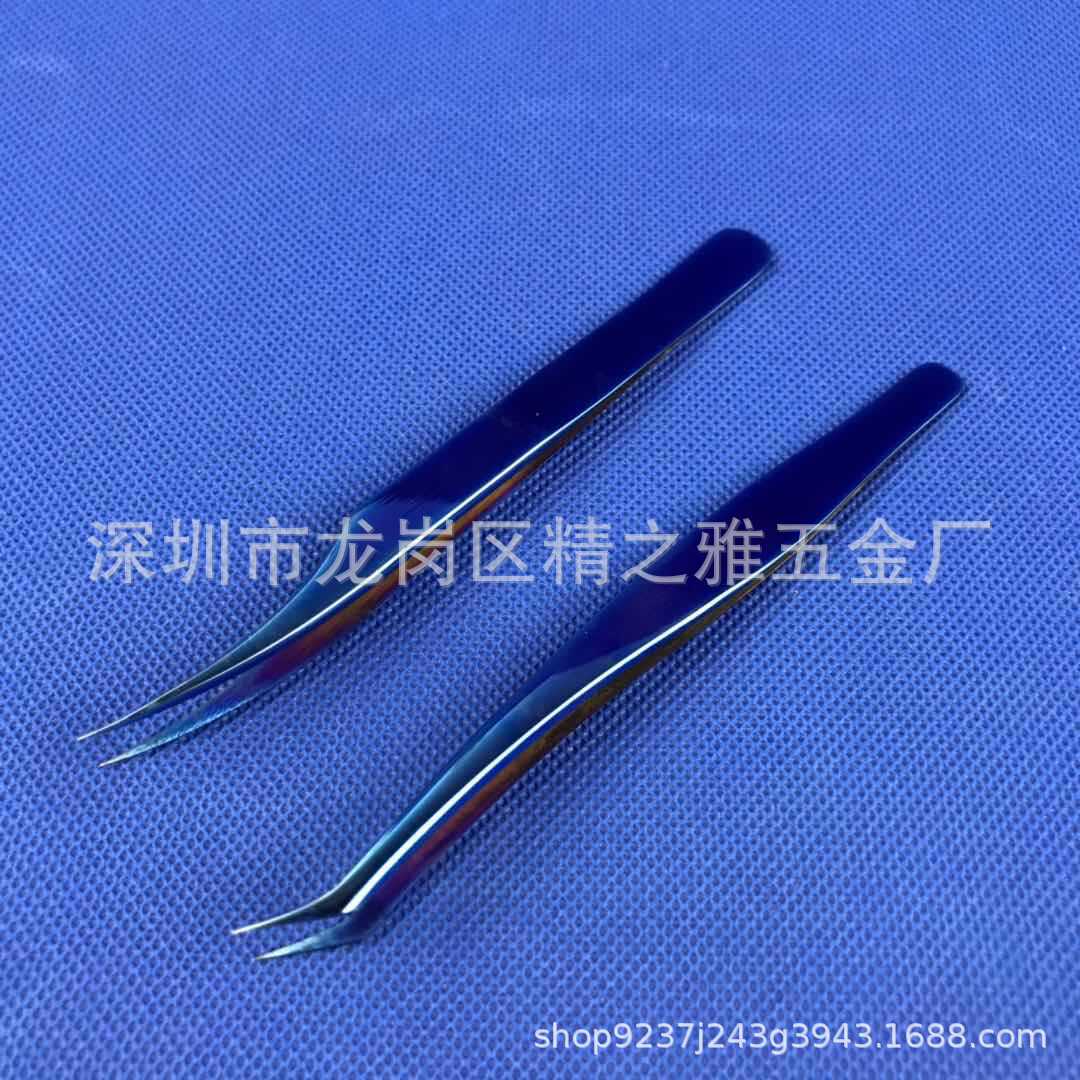 高精密304不锈钢种植嫁接睫毛镊子镜面钛蓝金羽海豚夹子开花专用