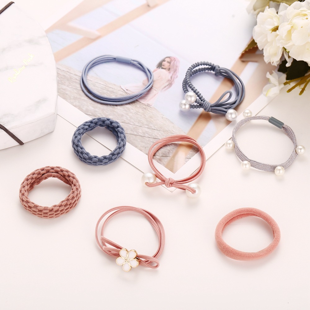 6159 Han Zhi Shang Korea Haars Eil Haarschmuck Krawatten Haar Pferdes Chwanz Gummiband Süßes Kopfs Eil Haars Eil 8 Stück Set display picture 5