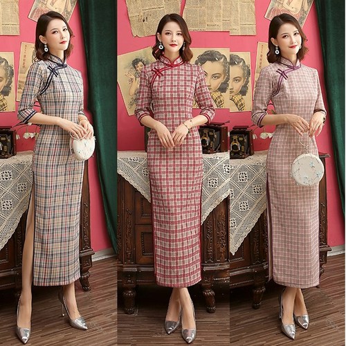 Chinese Dresses Qipao for women robe chinoise cheongsam Long cheongsam dress for women&apos;s grand banquet