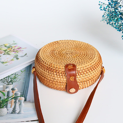 Rattan bag strawberry double shoulder bucket woven retro women's single shoulder