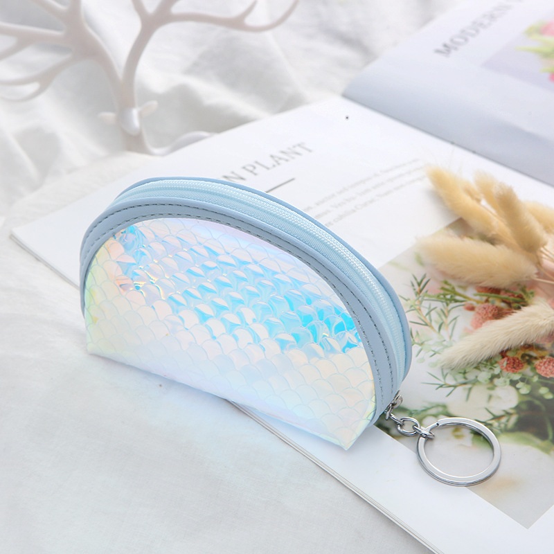 Hot Sale Laser Fish Scale Pattern Colorful Coin Purse Pvc Semi-circular Wallet display picture 17