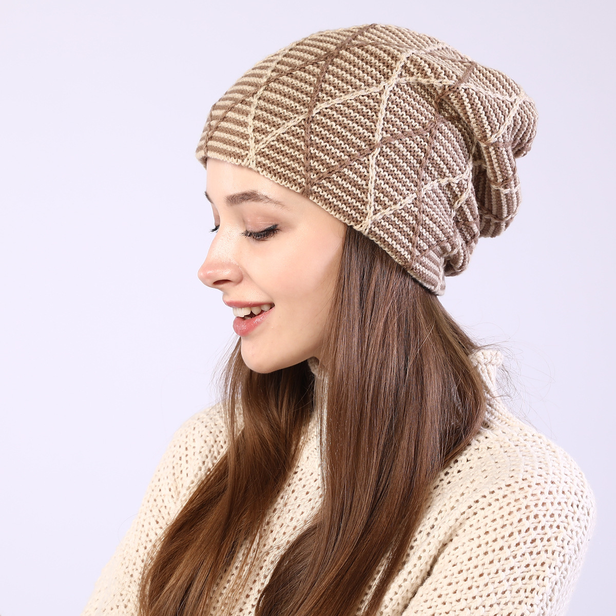Knitted Beanie Hat For Autumn And Winter Warm Ear Protection_voghion.com