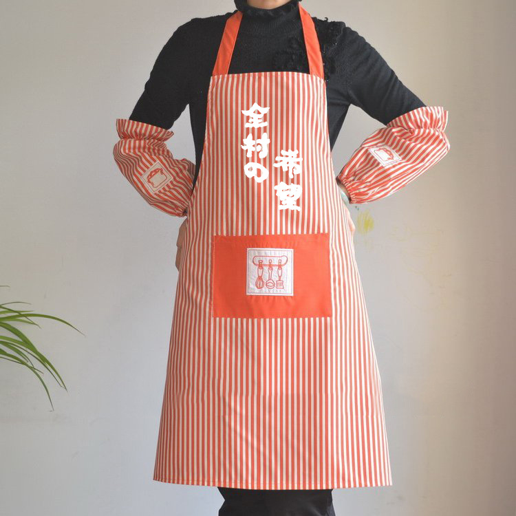 Delantal de impresión de logotipo personalizado cocina del hogar anti-fouling y a prueba de aceite ropa de trabajo personalizada con oversleeves moda femenina hombres