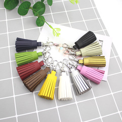 DIY皮質韓國絨捲筒流蘇 帶狗扣手機殼鑰匙扣小掛件龍蝦扣皮掛穗