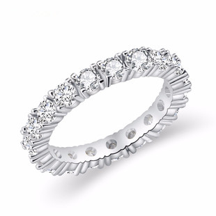 European and American big brand fashion single row full diamond ring Women's personality round ring wish Amazon hot selling jewelry