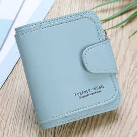 新款钱包女学生韩版短款搭扣钱夹大容量多功能折叠零钱卡包批发