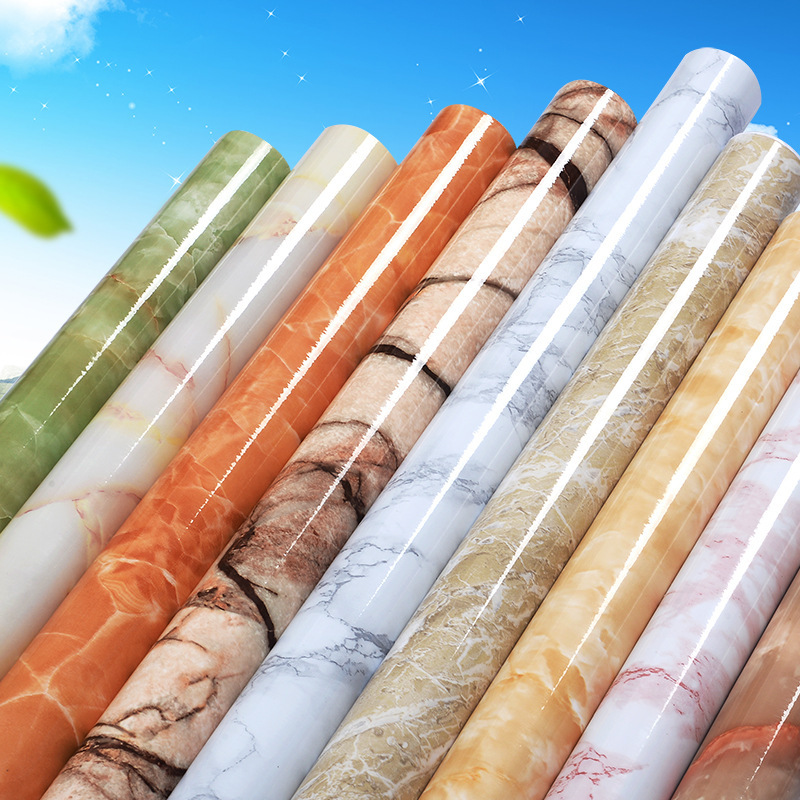 On behalf of wholesale pvc real imitation marble pattern stickers self-adhesive wallpaper refurbished oil-proof kitchen clothes cabinet waterproof wallpaper