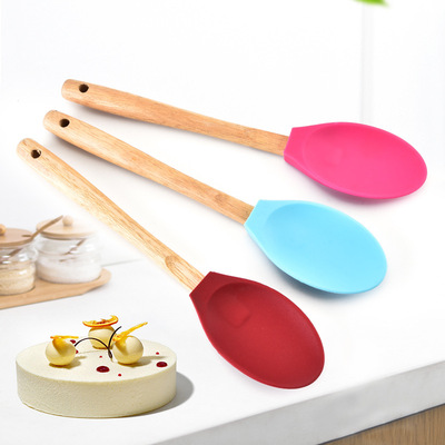 Manufactor wholesale Wooden handle silica gel Spatula Cake cream scraper baking appliance kitchen tool wholesale