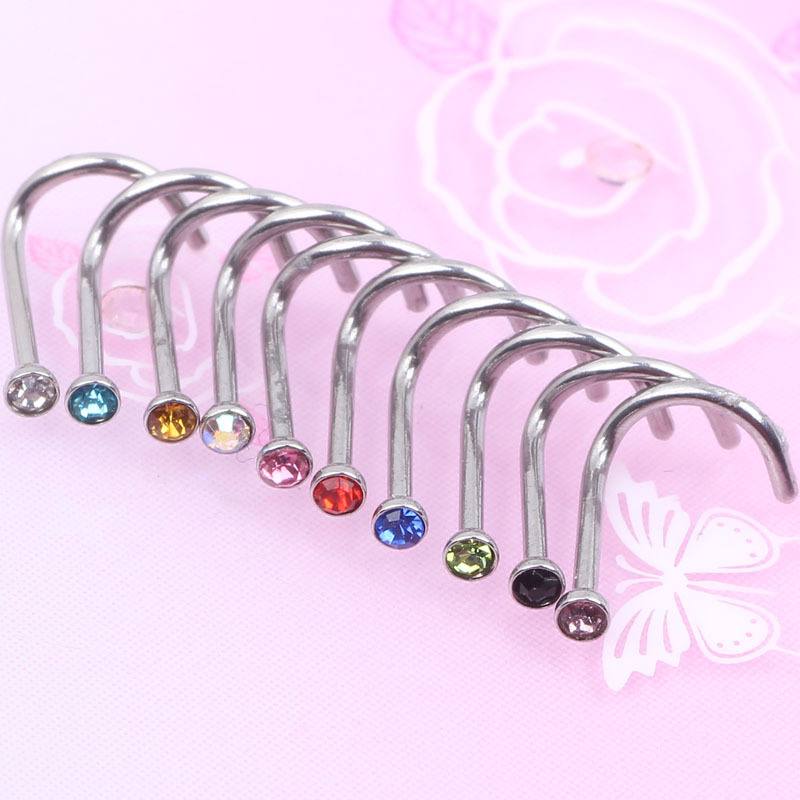 2mm Rhinestone Crystal Nose Screw Nail 316L Surgical Steel Body Piercing Jewelry detail image 9