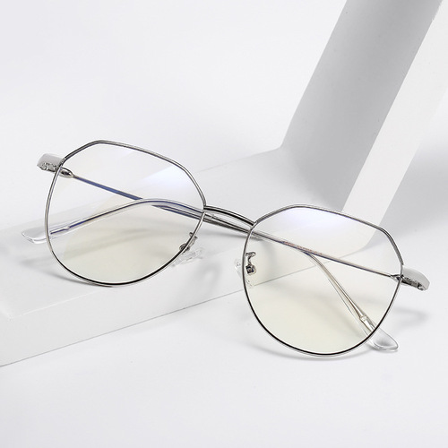 Moshu 9038 Anti-Blue Light Glasses, Large Frame Metal Plain Glasses—Unisex Eyeglass Frames Compatible with Myopia Lenses