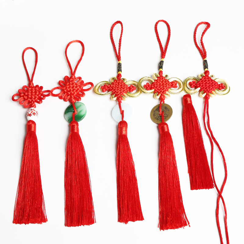 中国结小装饰挂件小号6/8盘结挂饰件中国结平安扣diy材料流苏穗子|ms