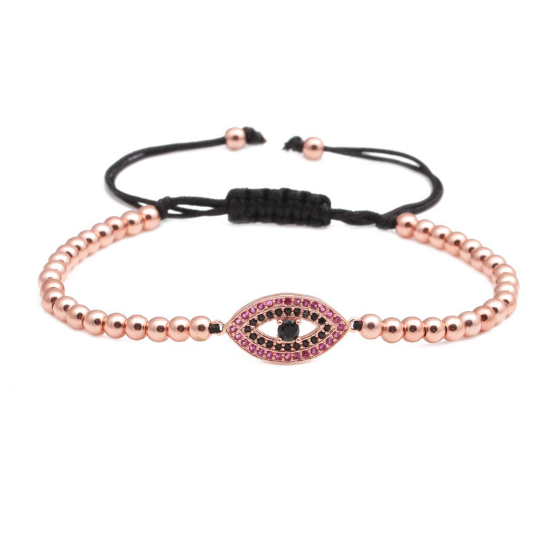 Chao Brand Supply Woven Evil Eye Women's Beaded Bracelet Micro-inlaid Zircon Cross-border Independent Station Hot Sale