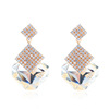 Fashionable earrings, crystal, jewelry for bride, European style, with gem