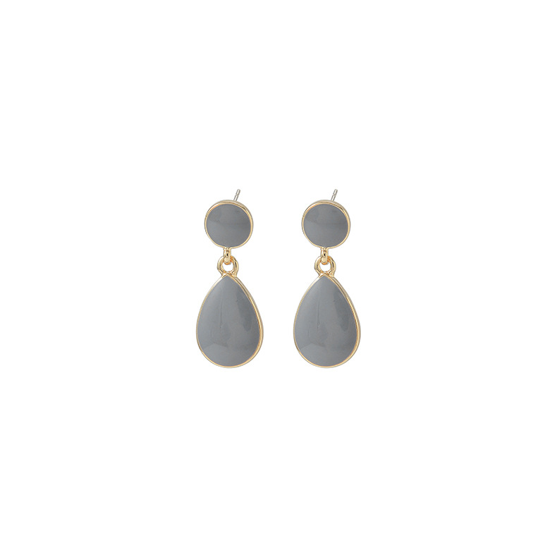 Korean Popular S925 Premium Gray Drop Oil Earrings Female Water Drop Alloy Simple Fashion Earrings display picture 10