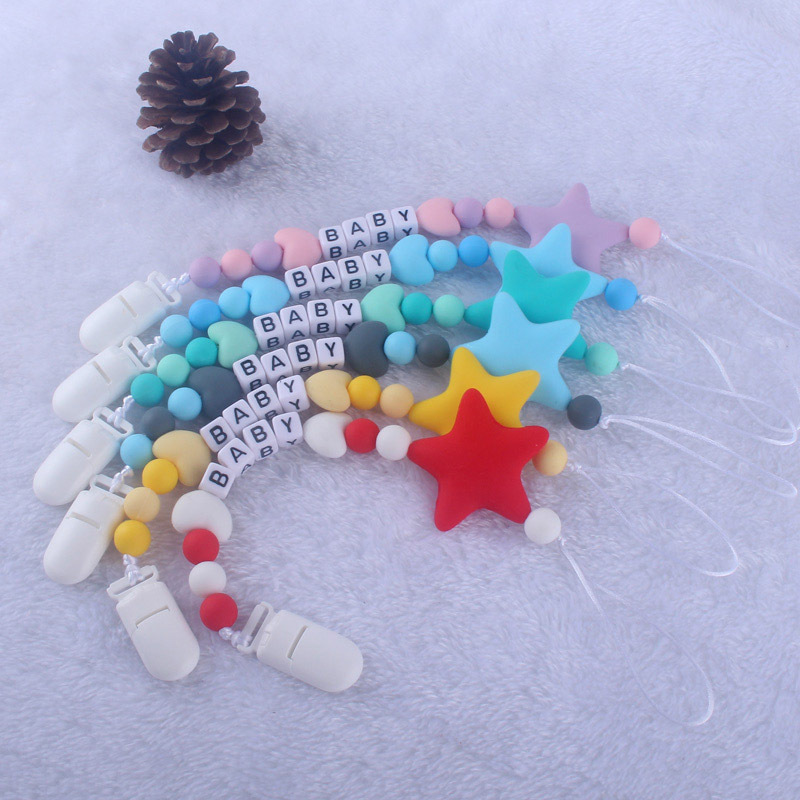 Suministros para bebés calmante clip de chupete de silicona bebé cadena anti-caída cuentas de silicona Cadena de chupete Comercio exterior Amazon nuevo