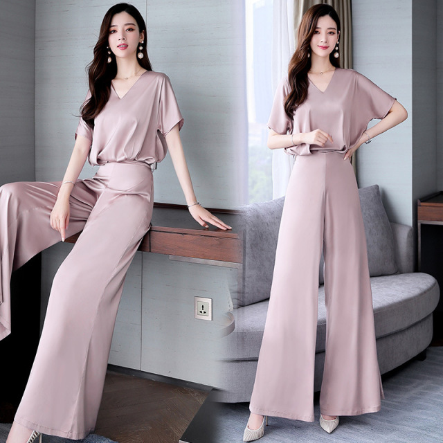 Fashion Net Red Chiffon Broad-legged Pants Suit Summer New