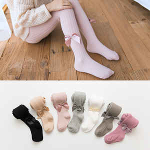 Childrens pantyhose babys one-piece Socks White Bow knitted girls Leggings