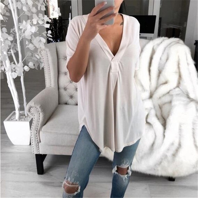 new women s V-neck loose short-sleeved shirt  NSKX10183