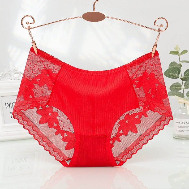 [80-130 pounds] Steo Ice Wicker Mid-waist underwear lace cotton inner crotch elastic briefs 1638