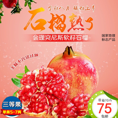会理软籽石榴单果5-7两三等果 突尼斯石榴鲜水果产地直发10斤包邮|ru