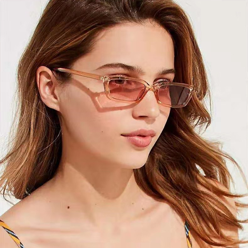 97033 transfronteriza plástico retro gato oreja gafas de sol Nueva moda europea y americana transparente color océano pieza pequeño marco gafas de sol