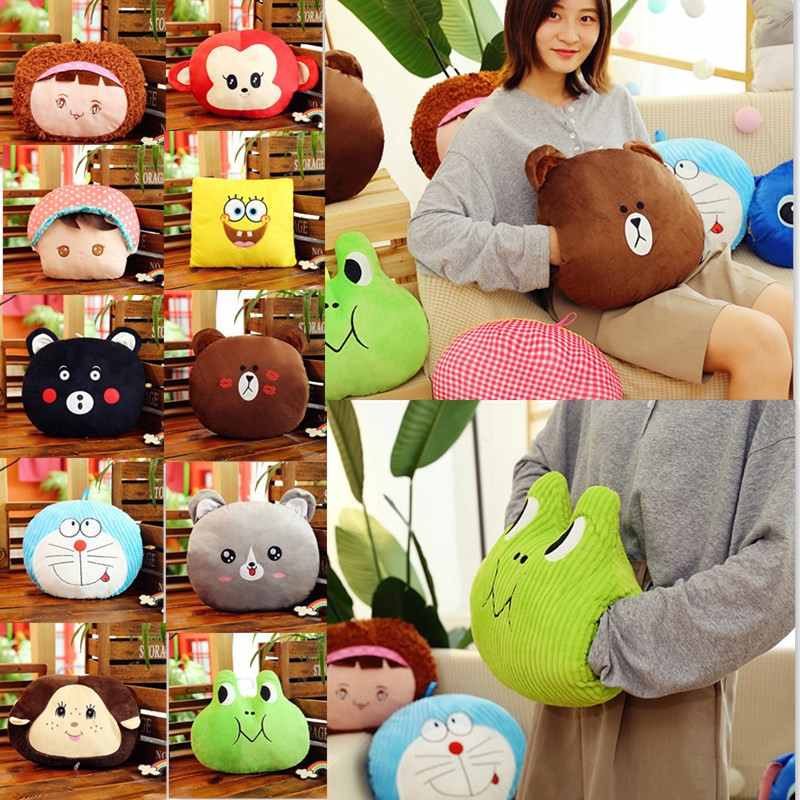 毛绒玩具卡通暖手抱枕暖手宝毛绒多功能暖手捂公仔午睡枕定制logo|ru