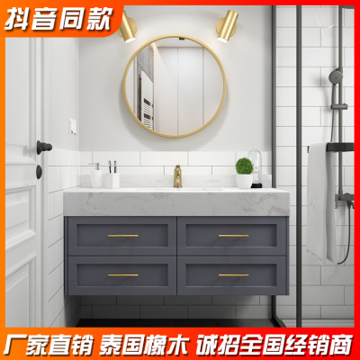 solid wood Northern Europe Bathroom cabinet portfolio Wash one's face Wash basin Modern minimalist Wash station Container handling intelligence TOILET